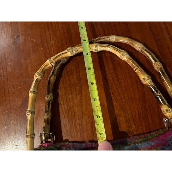 Handmade bag wool felted purse multicolored handbag w wooden handle bright color - Picture 8 of 8